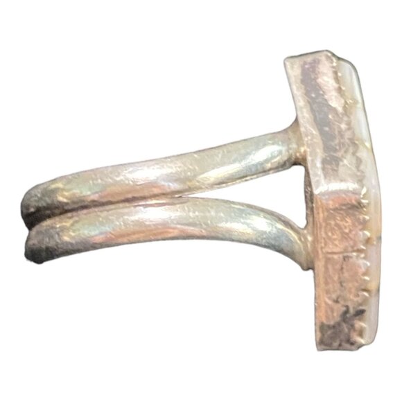 Ring Mother of Pearl Inlay Size 4.5 Native Zuni Unsigned Sterling Silver 925 Vin - Picture 6 of 16